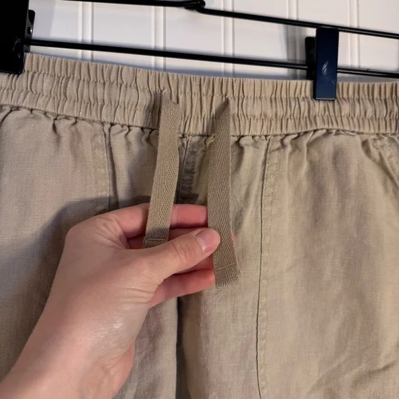 Quince 100% European Organic Linen Pull On Drawstring Shorts Driftwood Tan Sz M - Picture 5 of 16